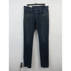Hollister 32X34 Skinny Jeans Mens Dark Blue Denim Stretch Denim Button Fly